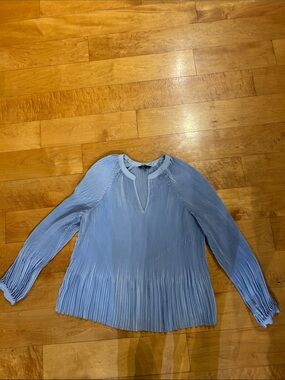 Banana Republic Light Blue Pleated Long-Sleeve Blouse